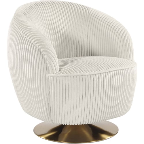 Charleston Accent Chair in Channel Tufted Beige Velvet & Brushed Gold